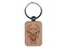 Dragon Skull Monster Bones Engraved Wood Rectangle Keychain Tag Charm